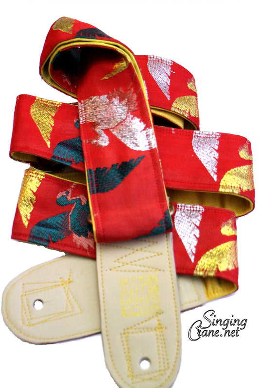 Singing Crane - Beautiful guitar strap - SC105315 : Akatsuru-yellow