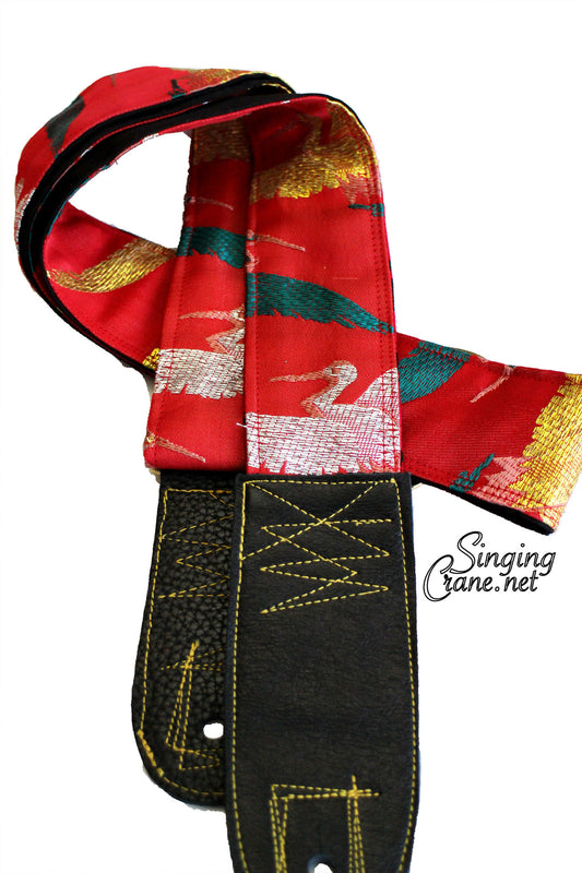 Singing Crane - Beautiful guitar strap - SC105215 : Akatsuru-black