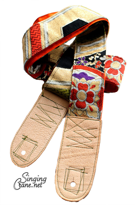 Singing Crane - Beautiful guitar strap - SC107315 : Nurebairo-orange