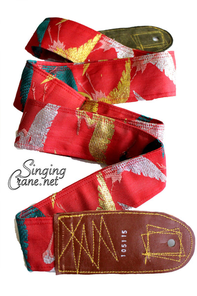 Singing Crane - Beautiful guitar strap - SC105115 : Akatsuru-original [only available on Reverb] 
