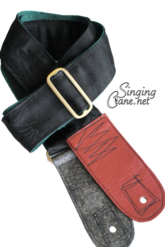 Singing Crane - Beautiful guitar strap - SC104315 : Shikkoku-green 