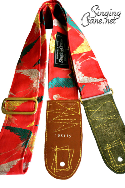 Singing Crane - Beautiful guitar strap - SC105115 : Akatsuru-original [only available on Reverb] 