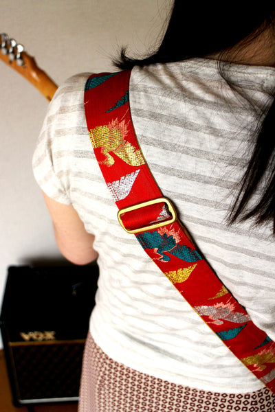 Singing Crane - Beautiful guitar strap - SC105315 : Akatsuru-yellow 