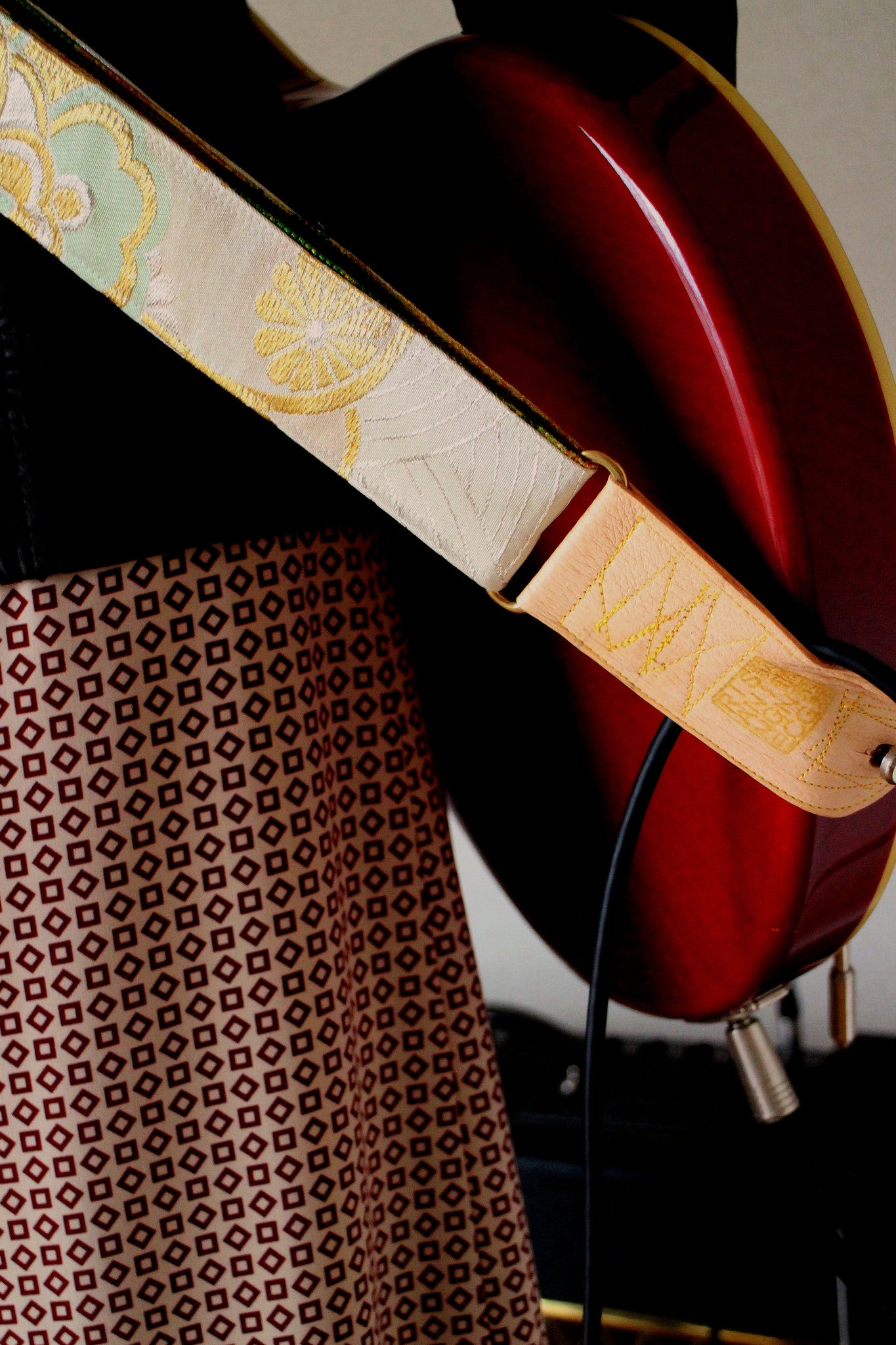 Singing Crane - Beautiful guitar strap - SC106215 : Unohana-green 