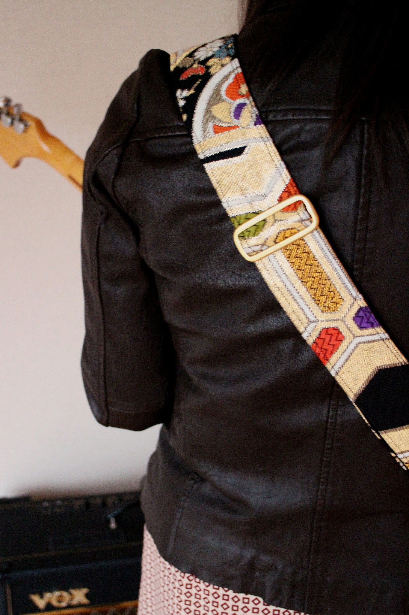 Singing Crane - Beautiful guitar strap - SC107215 : Nurebairo-black 